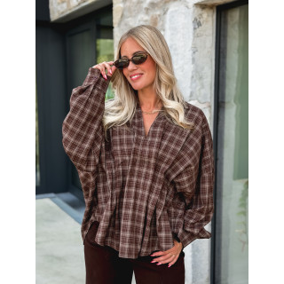 Blouse à carreaux Zélya - Chocolat