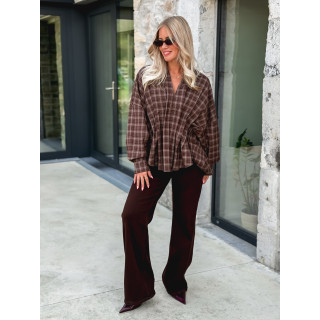 Blouse à carreaux Zélya - Chocolat