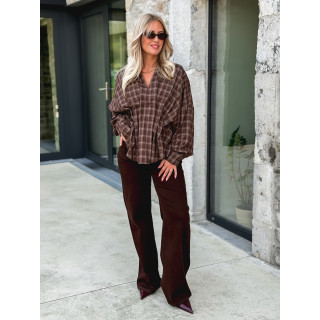 Blouse à carreaux Zélya - Chocolat