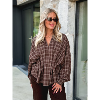 Blouse à carreaux Zélya - Chocolat