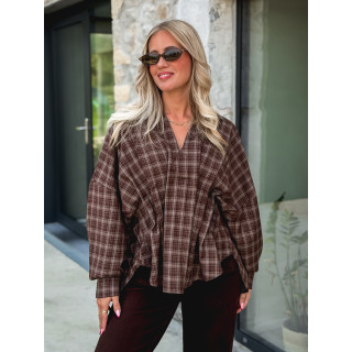 Blouse à carreaux Zélya - Chocolat