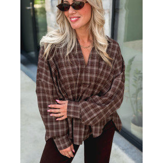 Blouse à carreaux Zélya - Chocolat