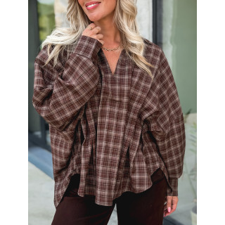 Blouse à carreaux Zélya - Chocolat
