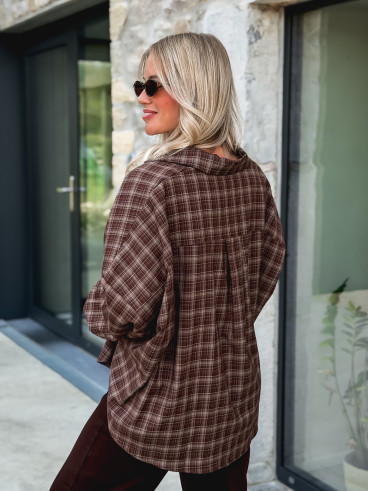 Blouse à carreaux Zélya - Chocolat