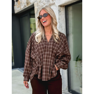 Blouse à carreaux Zélya - Chocolat