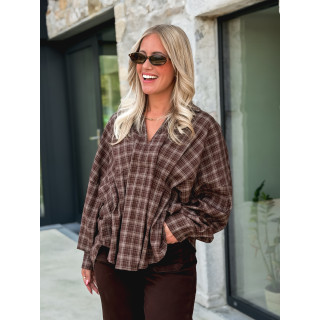 Blouse à carreaux Zélya - Chocolat