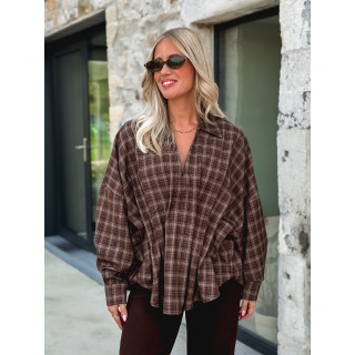 Blouse à carreaux Zélya - Chocolat