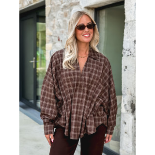 Blouse à carreaux Zélya - Chocolat