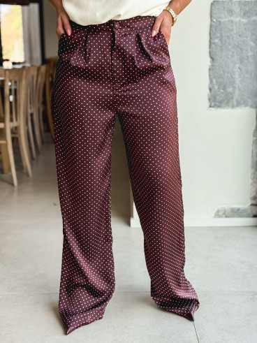 Pantalon à pois Kaléna - Bordeaux