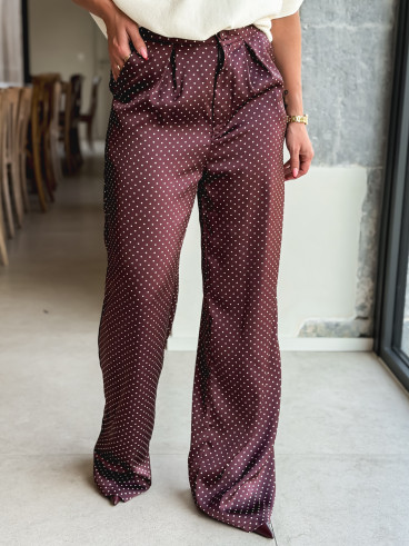 Pantalon à pois Kaléna - Bordeaux