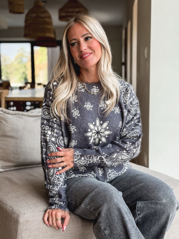 Pull à motifs Kiera - Gris foncé
