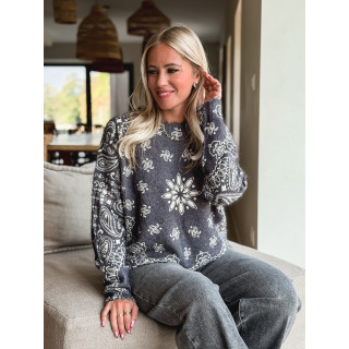 Pull à motifs Kiera - Gris foncé