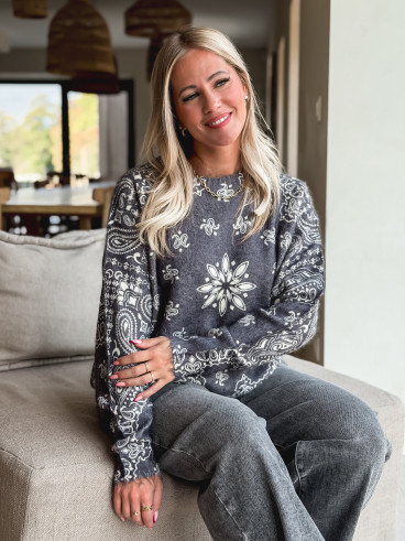 Pull à motifs Kiera - Gris foncé