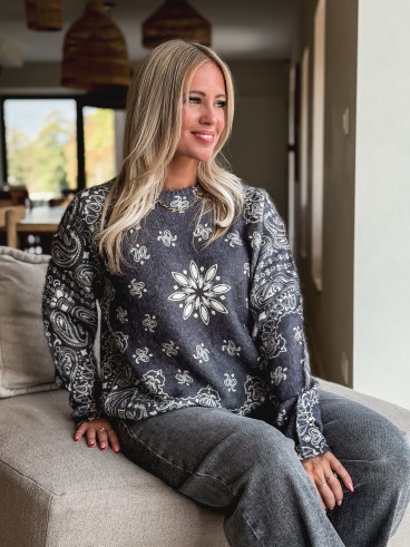 Pull à motifs Kiera - Gris foncé