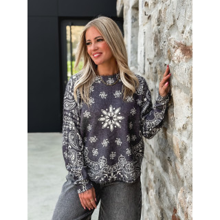 Pull à motifs Kiera - Gris foncé