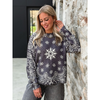 Pull à motifs Kiera - Gris foncé