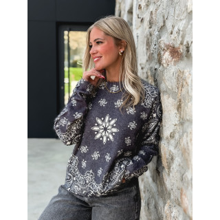 Pull à motifs Kiera - Gris foncé