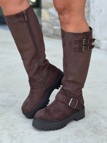 Bottes en suédine Matina - Chocolat