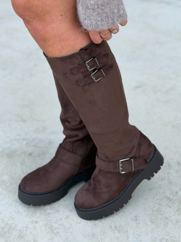 Bottes en suédine Matina - Chocolat Bottes en suédine Matina - Chocolat