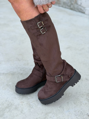 Bottes en suédine Matina - Chocolat