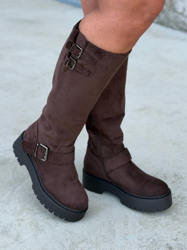 Bottes en suédine Matina - Chocolat Bottes en suédine Matina - Chocolat