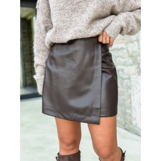 Jupe courte en simili Arianna - Chocolat