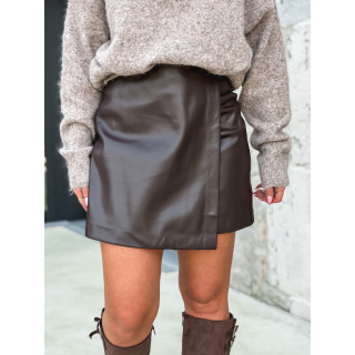Jupe courte en simili Arianna - Chocolat