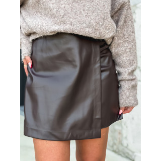 Jupe courte en simili Arianna - Chocolat