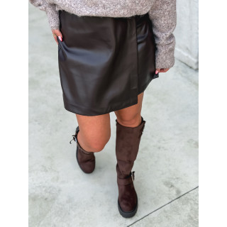 Jupe courte en simili Arianna - Chocolat