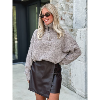 Jupe courte en simili Arianna - Chocolat