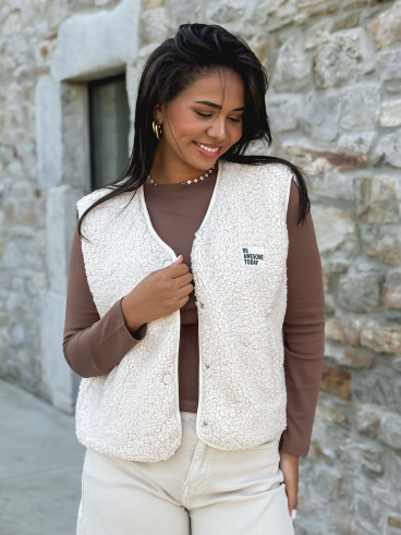 Gilet teddy Natanaëlle - Ecru Gilet teddy Natanaëlle - Ecru