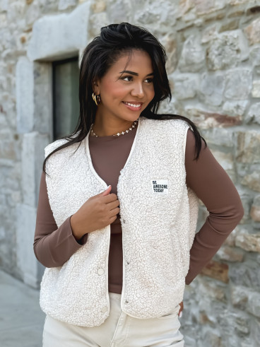 Gilet teddy Natanaëlle - Ecru