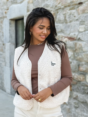 Gilet teddy Natanaëlle - Ecru Gilet teddy Natanaëlle - Ecru
