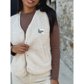 Gilet teddy Natanaëlle - Ecru