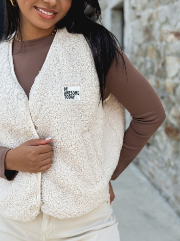 Gilet teddy Natanaëlle - Ecru Gilet teddy Natanaëlle - Ecru