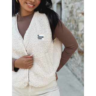 Gilet teddy Natanaëlle - Ecru