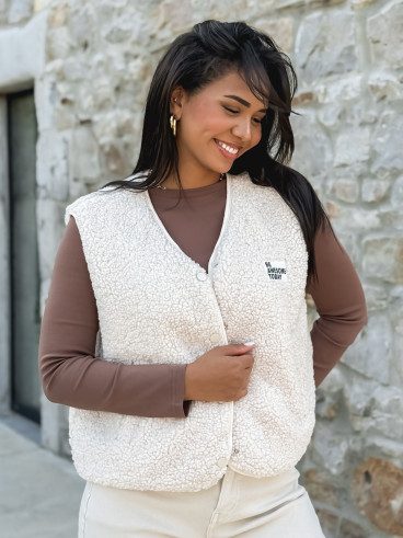Gilet teddy Natanaëlle - Ecru Gilet teddy Natanaëlle - Ecru
