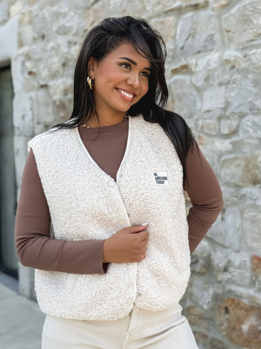 Gilet teddy Natanaëlle - Ecru Gilet teddy Natanaëlle - Ecru