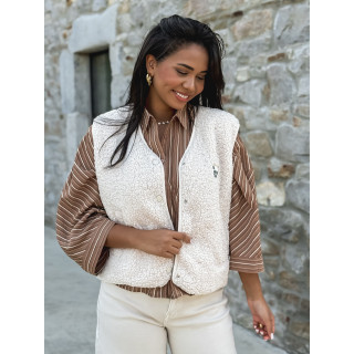 Gilet teddy Natanaëlle - Ecru
