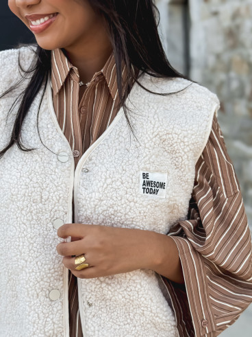 Gilet teddy Natanaëlle - Ecru