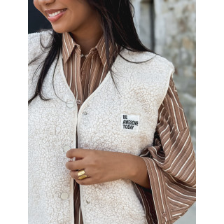 Gilet teddy Natanaëlle - Ecru
