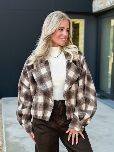 Veste à carreaux Maissane - Chocolat/Beige Veste à carreaux Maissane - Chocolat/Beige