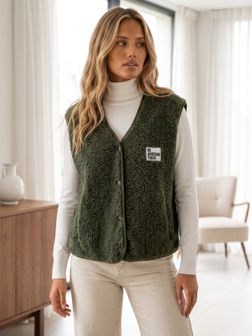 Gilet teddy Natanaëlle - Kaki