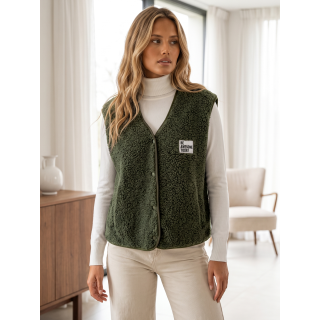Gilet teddy Natanaëlle - Kaki