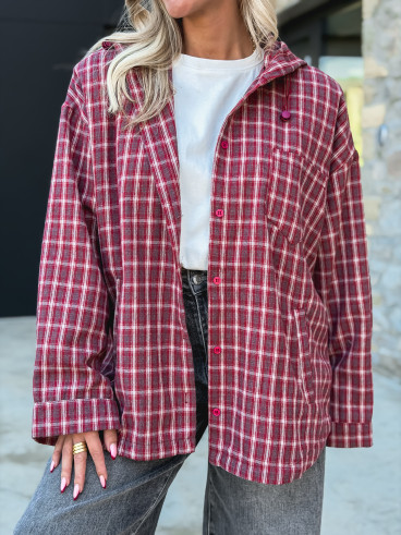 Chemise à capuche Lylia - Rouge Chemise à capuche Lylia - Rouge