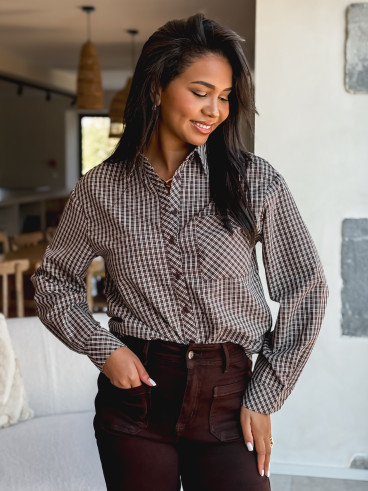 Chemise à carreaux Zénaïde - Chocolat
