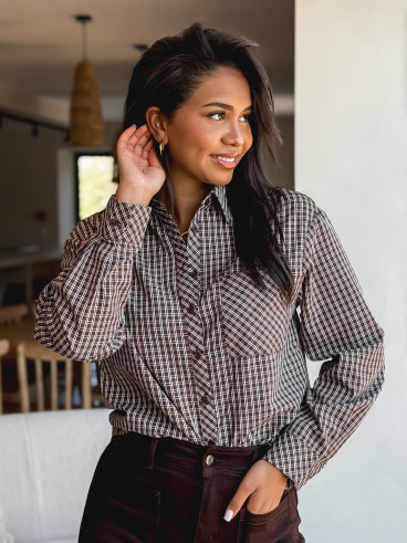 Chemise à carreaux Zénaïde - Chocolat