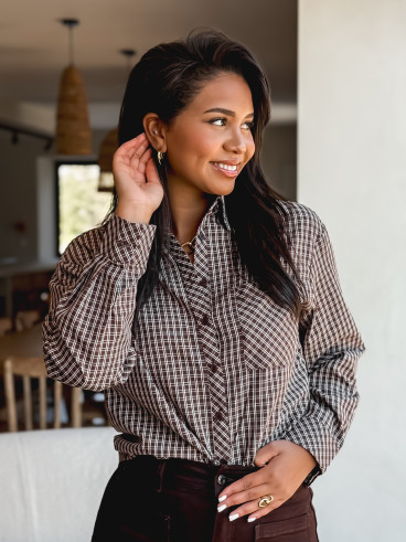 Chemise à carreaux Zénaïde - Chocolat