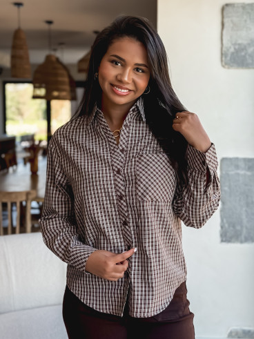 Chemise à carreaux Zénaïde - Chocolat