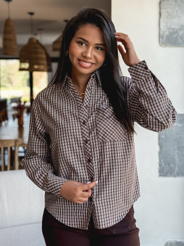 Chemise à carreaux Zénaïde - Chocolat